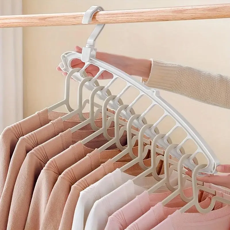 Foldable Clothes Hanger Organizers for Home, Multi-Functional 11-Hole Drying Rack, Space-Saving Wall-Mounted Organizer for Students