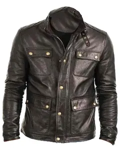MotorCycleJackets Men's Four Pocket Black Leather Jacket