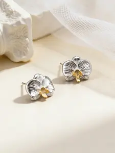 New Traditional Orchid Earrings, Literary Cold Sensation 3D Floral Design, S925 Silver Color Flower Ear Jewelry, Includes Elegant Gift Box