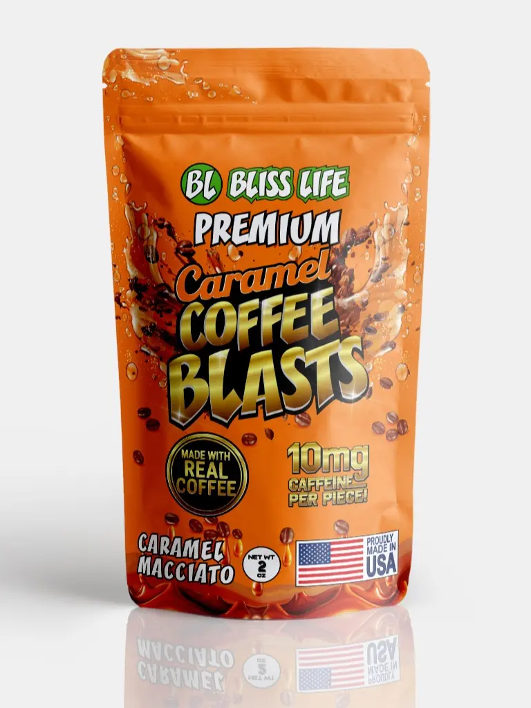 Bliss Life Premium Caramel Coffee Blasts – Caramel Macchiato | Real Coffee Caramels | 10mg Caffeine Per Piece | 2 oz