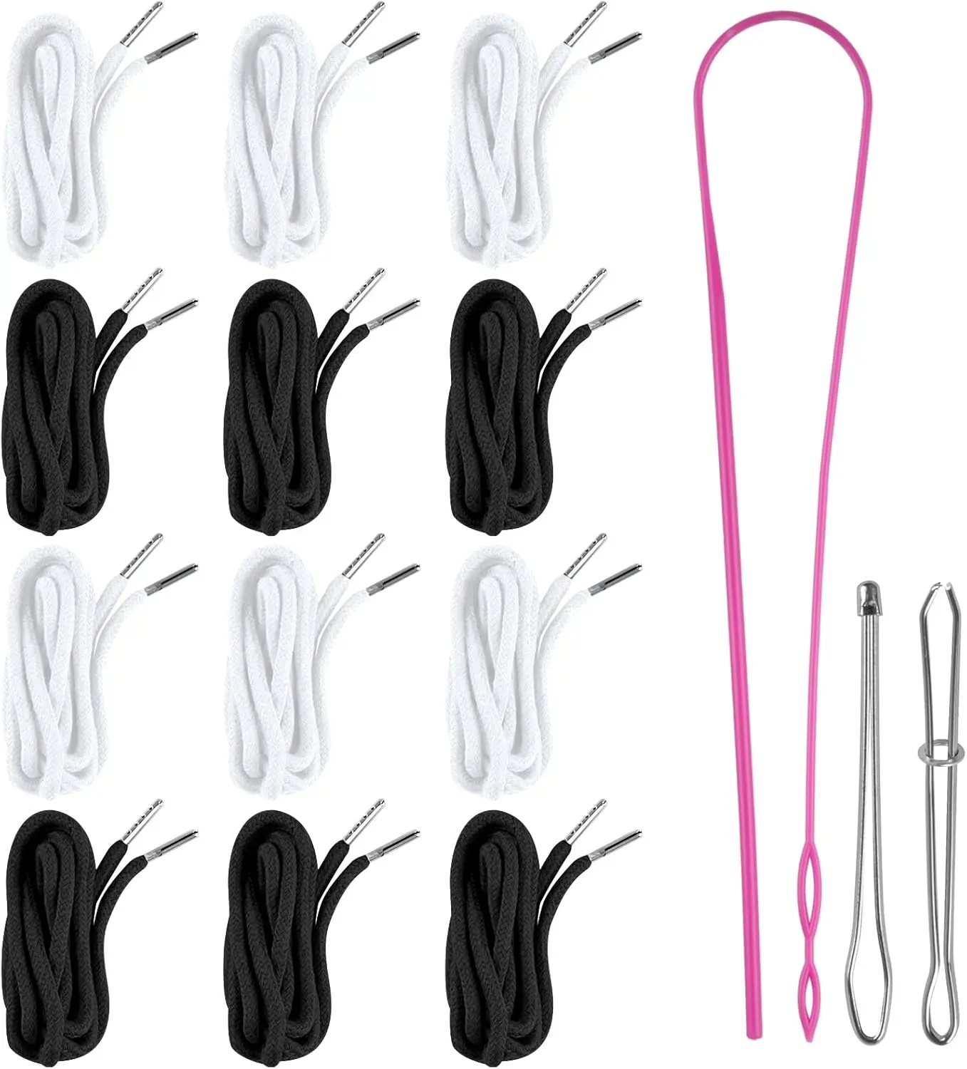 Drawstring Cord 12 Pcs 60 Inch Hoodie String Replacement Draw String with Threader Tool Sweatpants Pants