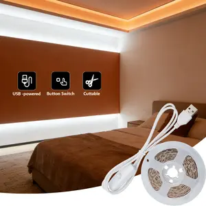 501 LED light strip with switch, USB powered, available in warm/white light, freely cut to size, easy to install, suitable for bedrooms, living rooms, and cabinets, Neon Accent Lights