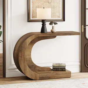 Tribesigns 43.3" C-Shaped Console Table - Vintage Brown Entryway Accent Table for Hall, Living Room, Entrance, Foyer, Minimalist Home Decor Tribesigns 43.3" C-Shaped Console Table - Vintage Brown Entryway Accent Table for Hall, Living Room, Entrance, Foyer, Minimalist Home Decor