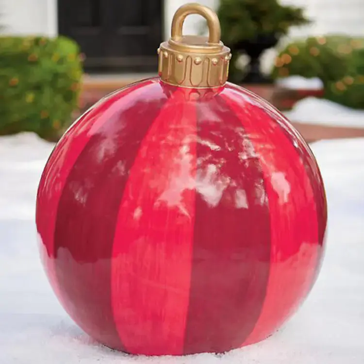 Christmas Ornament Ball Outdoor PVC 60CM Inflatable Decorated Ball Waterproof Multicolor Xmas Tree Decorations Toy Balloon Easy Inflate Deflate