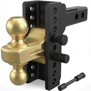 TYT HD-2.5 inch Receiver Adjustable Double Hitch, 6" Drop/Rise Tow Hitch with Dual Balls (2" & 2-5/16"), 14,000 lbs GTW, 1,400 lbs TW, Includes Two Pin Locks & Hitch Tightener