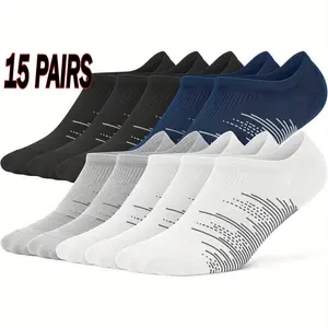 Men's 15-Pair Low-Top Invisible Ankle Socks, Fashionable Versatile Simple Casual, Sports Athletic Socks Suitable for Daily Wear & Outdoor Sports