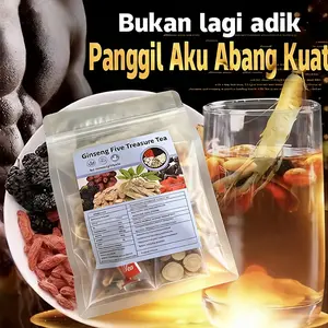 Ginseng Five Treasure Loaded Tea - Natural Vitality & Stamina Support Blend | Men & Women’s Botanical Energy Brew | Red Date & Mulberry Herbal Formula | Caffeine-Free Daily Wellness Reset