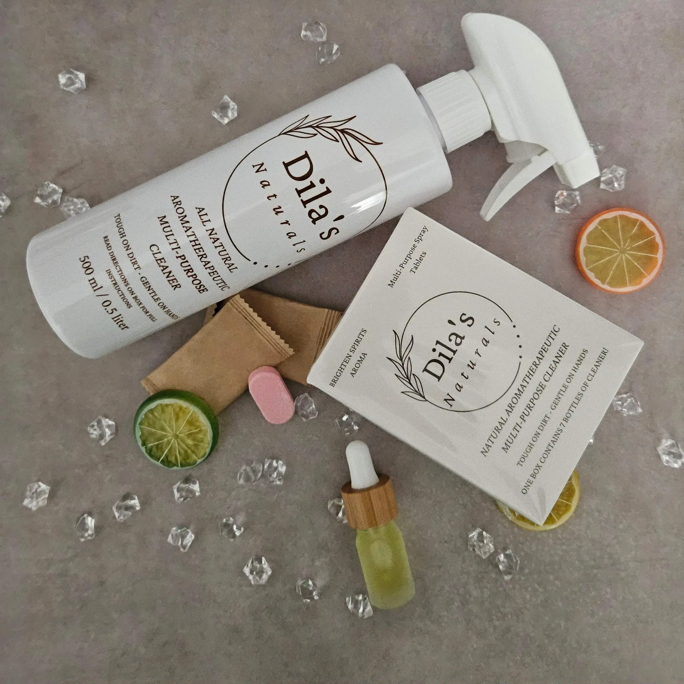 7 Full Bottles worth of Dilas Naturals Eco Friendly All Vegan Multi Purpose Cleaner