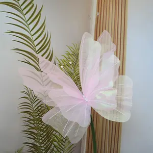 Simulation Butterfly Design Hanging Ornament, 1 Count Hollow Large Hanging Gauze Fake Butterfly, Outdoor Wedding Festival Patio Yard Decoration