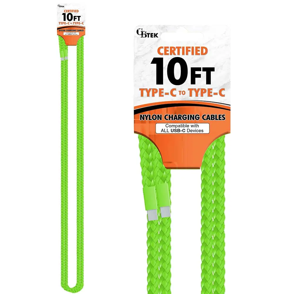 CBTEK Type-C to Type-C Charging Cable – 10 ft Device Durable