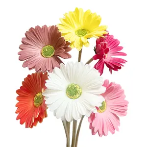 Artificial Real Touch Gerbera Barberton Daisy Stems (Set of 6)