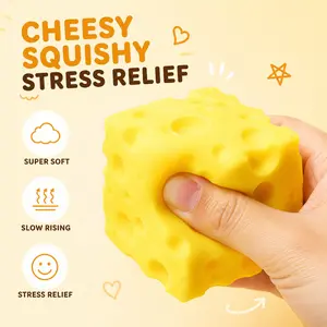 Square Cheese Squishy Toy, Stress Relief Toy, Slow Rebound, Fidget Toy, Sensory Toy, Anxiety Relief, Portable Relax Toy A handheld, slow-rising squeeze ball—perfect for use during work, study, or moments of relaxation.