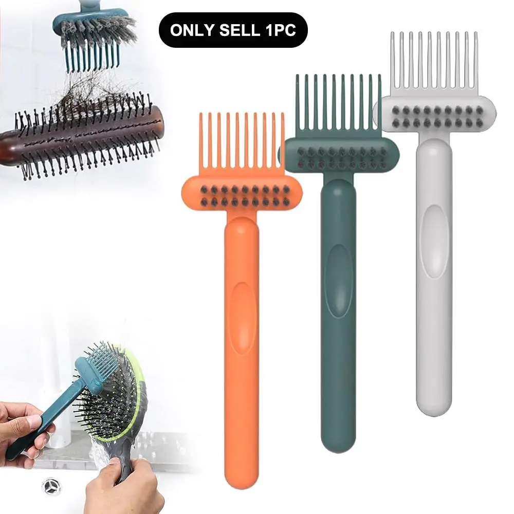 1pc 2-in-1 Plastic Comb Cleaner Tool, Hair Removal Brush with Cleaning Rake, Detangling Brush for Curly Combs, Home & Salon Hair Tool Maintenance
