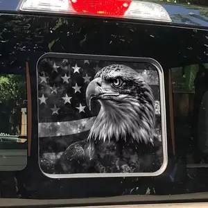 Bald Eagle Sticker Rear Sliding Window Truck Decals, Black American Flag Back Window Decal for Truck Pickup,Patriotic Graphic Vinyl Car Decoration