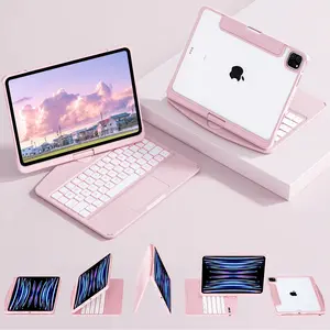 360 Swivel Magic Keyboard Clear Case for Ipad Air6 11Inch 2024 with Smart Trackpad for Ipad Pro 6Th Generation Gen Rotating Case