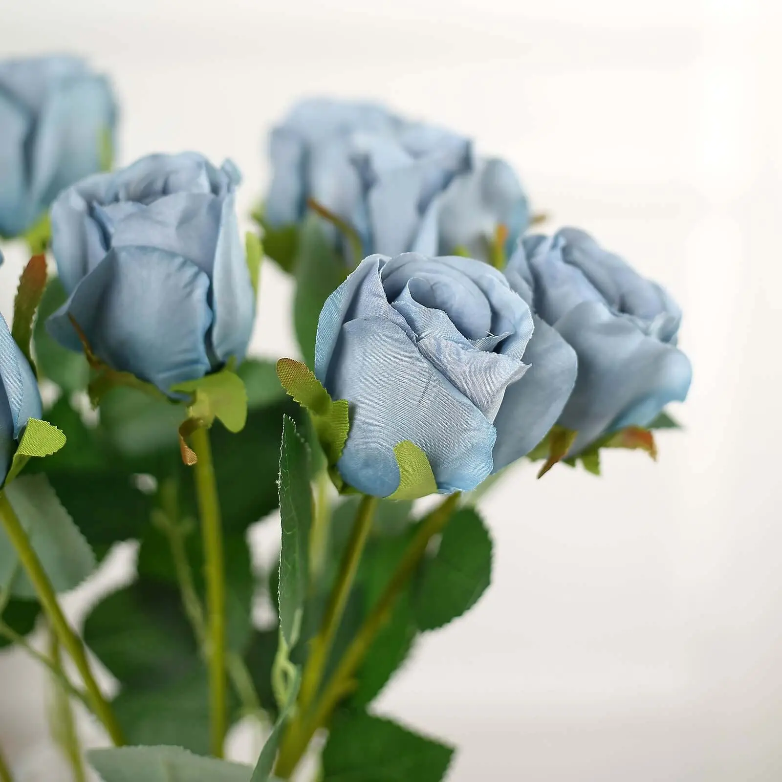 24pcs Dusty Blue 31in Long-Stemmed Faux Silk Roses - DIY Blue Artificial Flowers for Arrangement, Ceiling Decor, Decorations (Home Supplies, Home Decor)