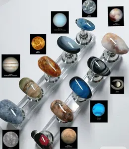 Galaxy planet nails inspired by the solar system, featuring marble-like textures and cosmic hues for each planet — a stunning celestial and futuristic space aesthetic