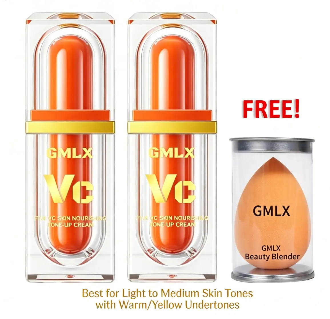 【NEW 】GMLX VC 2pcs 5x Vitamin C Glow Tint Moisturizer   24H Hydration + Brightening + SPF Protection | ️ Anti-Aging + Lightweight Coverage，Clean beauty, multitasking moisturizer, SPF daily defense, vegan skincare, anti-aging cream
