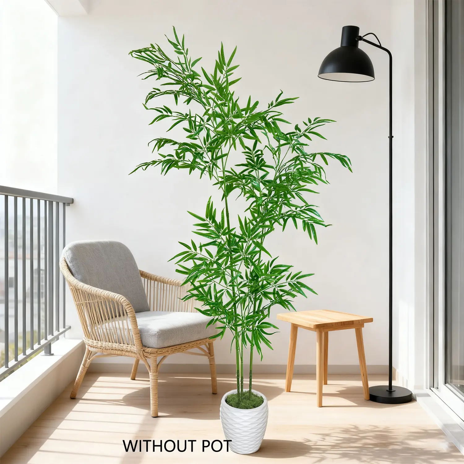 1 pcs Artificial Bamboo Plant, Artificial Plants, 4.59-7.55ft tall with realistic leaves, Perfect for home, kitchen, living room, patio, holiday and outdoor decor