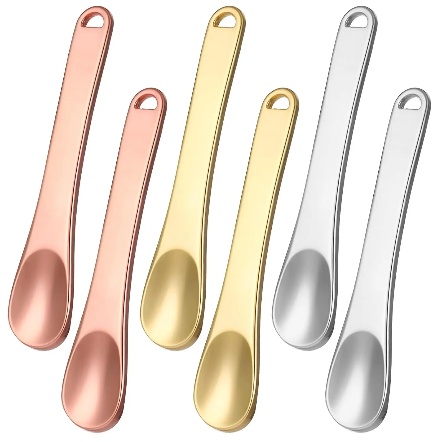 6 Pcs Mini Metal Makeup Spatula, Skin Care Cosmetic Spoon Reusable Facial Applicator Tool Beauty Spatula