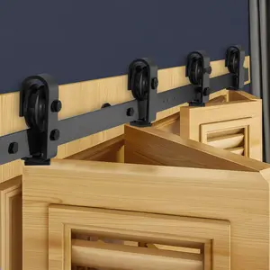 Bi-Folding Sliding Barn Door Hardware Track Kit, 52-Inch Rail System For Four 12-Inch Doors, Double Rail Bi-Fold Kit With Stainless Rollers, Floor Guide, Wall Mount Brackets, End Caps, And Easy Assembly For Interior Homes