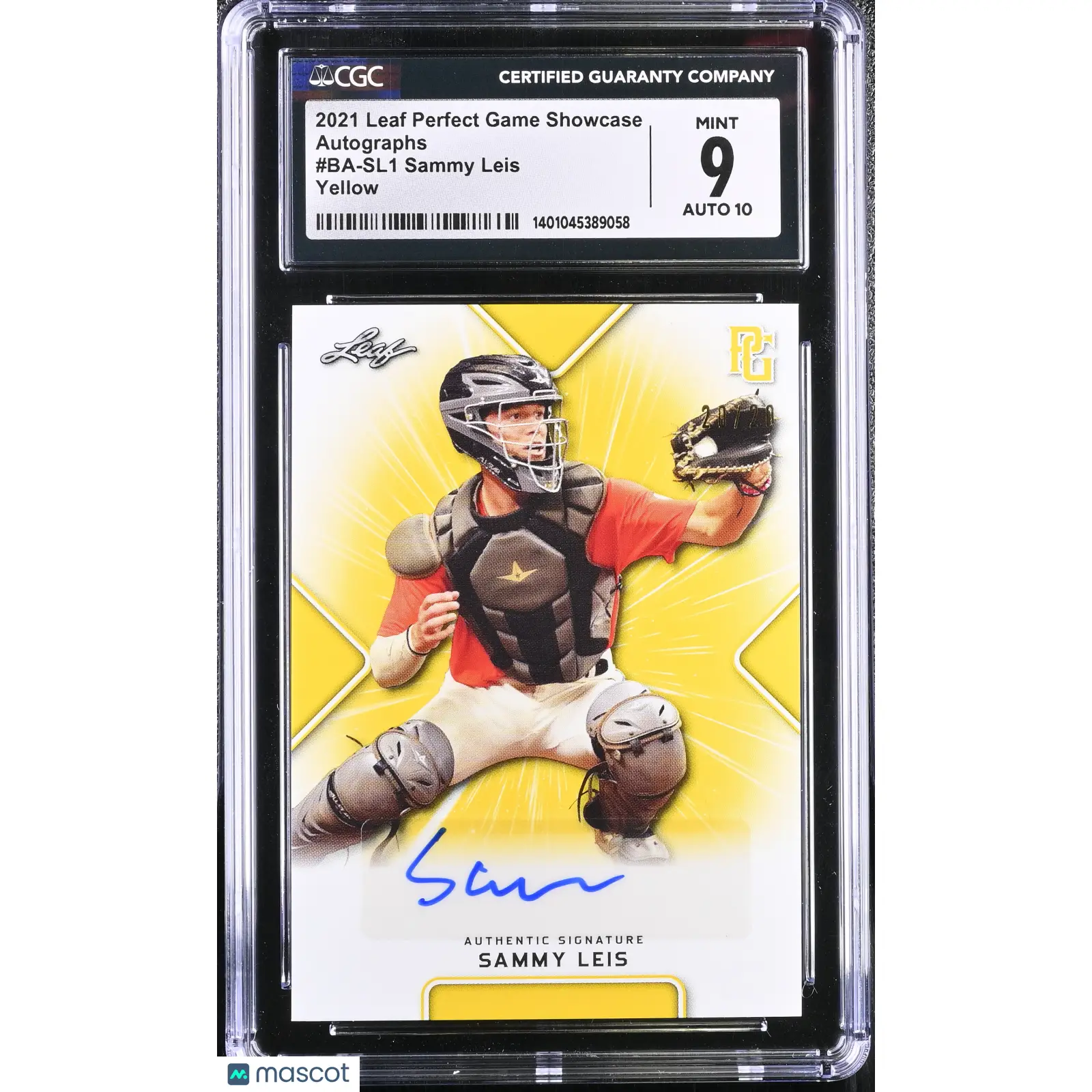Sammy Leis CGC 2021 Perfect Game Showcase #BA SL1 Yellow 20/20 Baseball 9