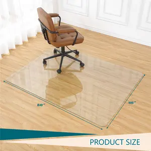 Tempered Glass Chair Mat - 55" x 46"/46"x60" Office Floor Protector with Round Corner, Polished Edge, 1/5" Thick, Clear Transparent Computer Mat for Hard Floor or Carpeted, Clear