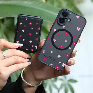 Heart Flower Magnetic Skin Feel Card Holder Phone Case for iPhone, Durable Protection, Ideal Gift for Men and Women, Perfect for Holidays