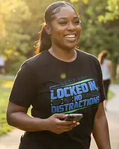 Locked In No Distractions Women's Motivational Workout T-Shirt | Focus Mindset Gym Tee | Fitness Gift for Her