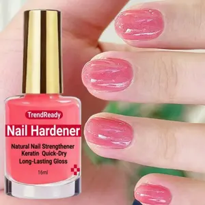 4-in-1 Nail Hardener | Extra Strong Nail Polish Hardener for Weak Nails | Clear Nail Concealer Base Coat Polish, Sheer Ridge Filler | Nail Oil for Stops Splits, Chips, Cracks & Damaged and Thin Nails | TRENDREADY, Keratin, Hyaluronic Acid