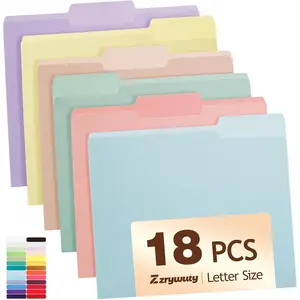 Color File Folders, 1/3-Cut Tabs, 18 Pack File Folder Letter Size, 6 Pastel Colors Organizer File Folders for School Home Office Business