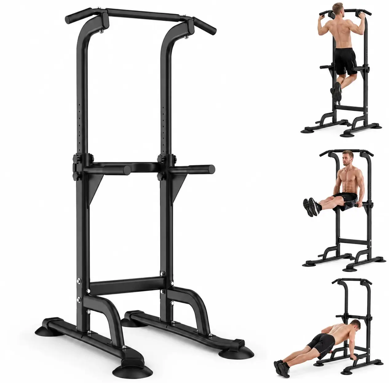 Power Tower Pull Up Bar and Dip Station, 440 lb Adjustable Freestanding Home Gym Equipment for Full Body Strength Training