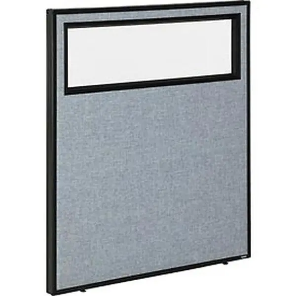 Global Industrial 694754WBL Upscale Office Partition Panel - 36.25x42 in., Honeycomb, Flame Retardant, Translucent Partial Window, Adjustable Leveling Legs, Blue, Room Dividers, Translucent Window