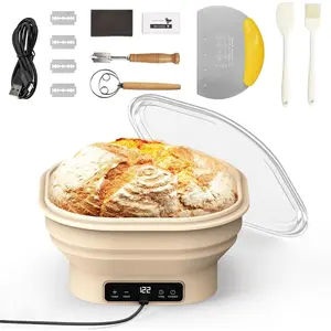 Heating Sourdough Banneton Bread Proofing Basket Kit with Timer & 6 Temp, 2L Foldable Dough Proofing Box Sourdough Starter Warmer Set for Dough Rising, Baking Supplies