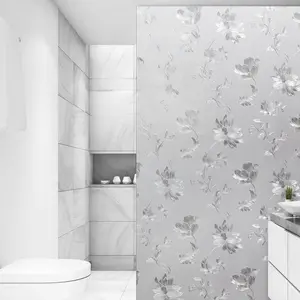 Classic Peony Design Decorative Privacy Window Film, Static Adhesive PVC Glass Sticker, Decorative Stickers, Floral Pattern Sticker, Removable Light Filter for Home Office Bedroom Living Room Kitchen
