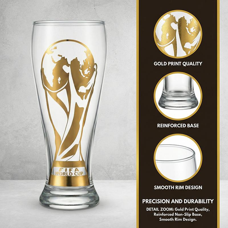 Father's Day Exclusive | 2026 FIFA World Cup Glass Set Made of premium glass with trophy-style gold trim. Suitable for gifting to boyfriends, daily home use and parties. Reusable cups with a variety of combinations to choose from,summerwins