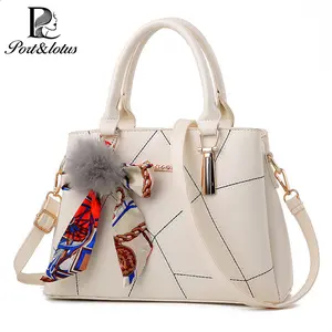 Port&Lotus Elegant PU Leather Handbag with Two Handles for Women – Wallet Crossbody Bag with Pendant and Adjustable Shoulder Strap