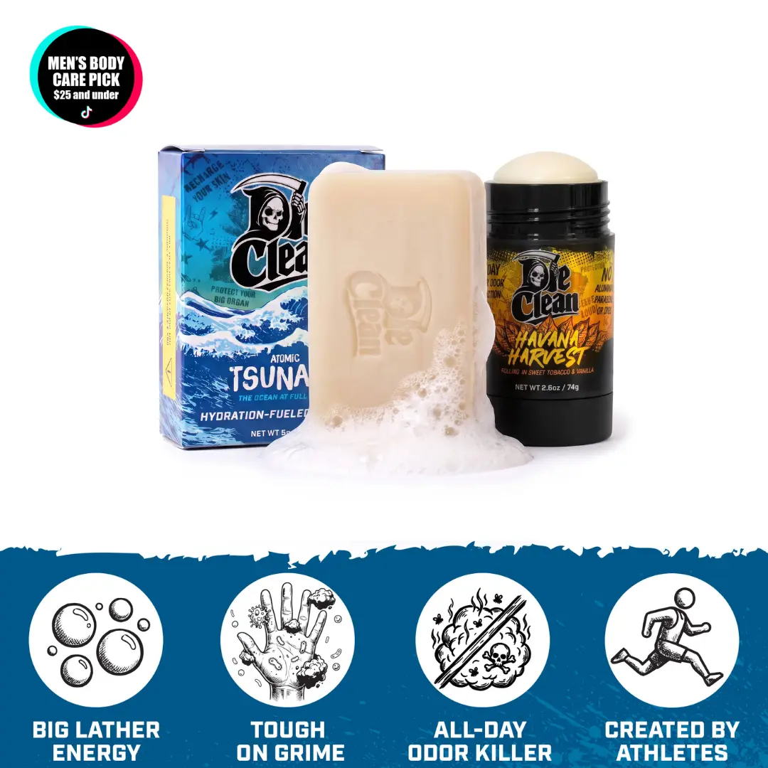 Die Clean | 2 Product Bundle | Deodorant + Soap | Havana Harvest | Tsunami | Fresh Scents | Smoky Scent | Smoky Vanilla