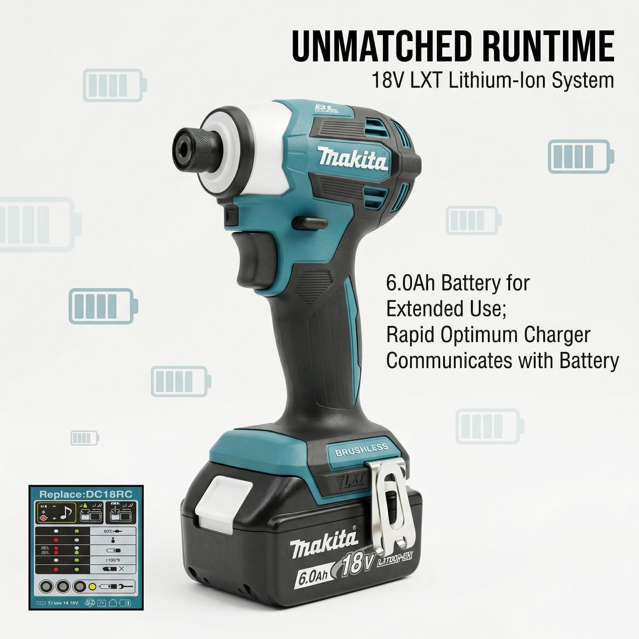 Makita DTD173 Brushless Impact Driver  With 18V Battery Charger for Woodworking Assembly  Drill High Speed   Cordless Lithium Nailer Kit