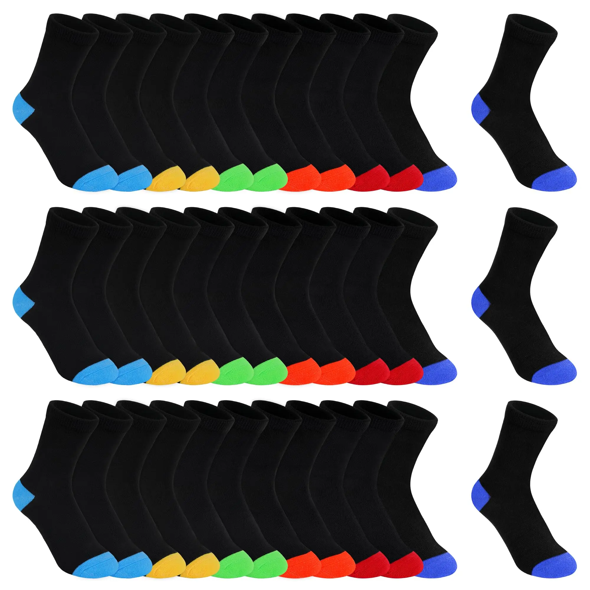 TPHON Boys Girls Crew Socks 18 Pairs Mid Cut Socks for Toddler Kids Children(1-14 Years) Athletic Casual School Socks Basic