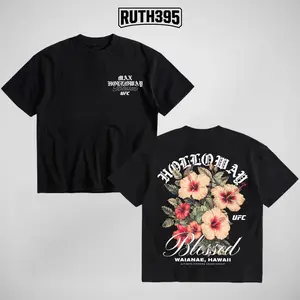 Max Holloway "Blessed" Hawaii Hibiscus UFC Heavy Cotton Shirt BMF Tshirt UFC Hoodie Sweater Fan Apparel Menswear Direct-to-garment Breathable Printing