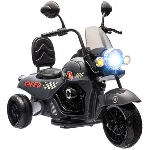 Kids Electric Motorcycle – 3 Wheel 6V Battery-Powered Chopper! Headlights + Music, Forward & Reverse • Ages 3-6 • Gray!
