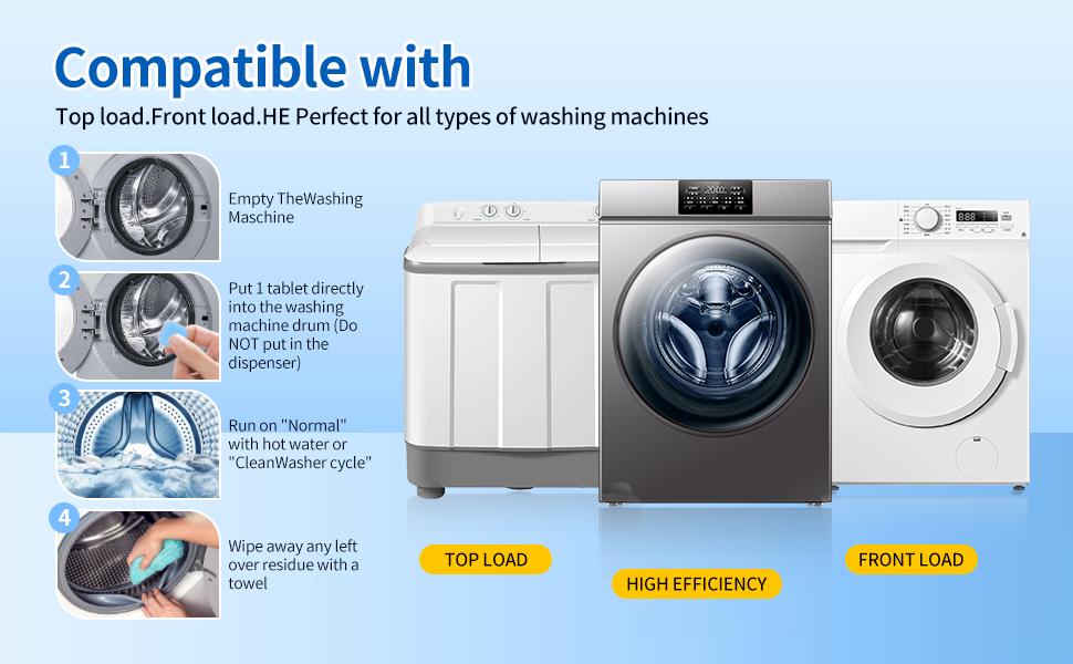 Washing Machine Cleaner Tablets–12 Packs,Deep Cleaning Tablets For HE Front Loader & Top Load Washer,Clean Inside Drum and Laundry Tub Seal-1Year Supply