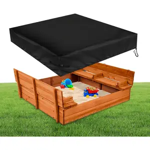 Sandbox Cover,Waterproof Square Sand Box Covers,500D Heavy Duty Outdoor Coveri Fits Sand Boxes with Lid,Wooden or Plastic Square Sandboxes Covers 96" L x 96" W Black(Cover-only)