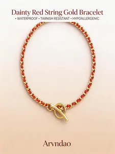 18k gold lucky red string bracelet for women, redline small red string gold-colored bracelet, unisex gift for daily wear jewelry