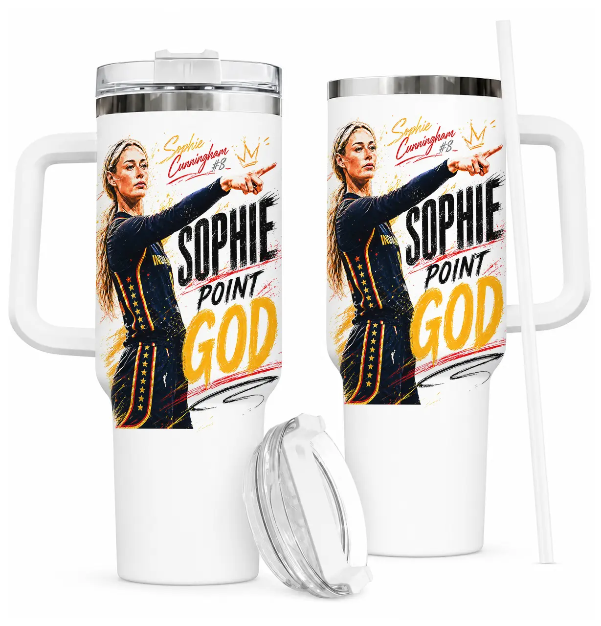 Point God Sophie Cunningham Travel Tumbler - 40oz Insulated Cup with Handle & Straw