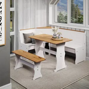 Corner Dining Set Corona Snow | Furniture Dash