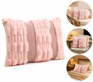 Two 18 x 18 inch pink faux fur pillowcases, a TikTok hit for a soft, luxurious feel, perfect for creating stylish home décor.