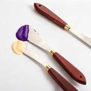 2pcs Palette Knife Set, Stainless Steel Painting Spatula, Wood Handle, Art Tools, Oil Acrylic Paint Mixing & Drawing