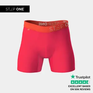 Step One Men's Trunk - Hot Sauce, Anti-Chafe, Breathable Bamboo Fabric, UltraGlyde Panels, Hidden Elastic Pouch, Premium Underwear, Athletic Daily wear